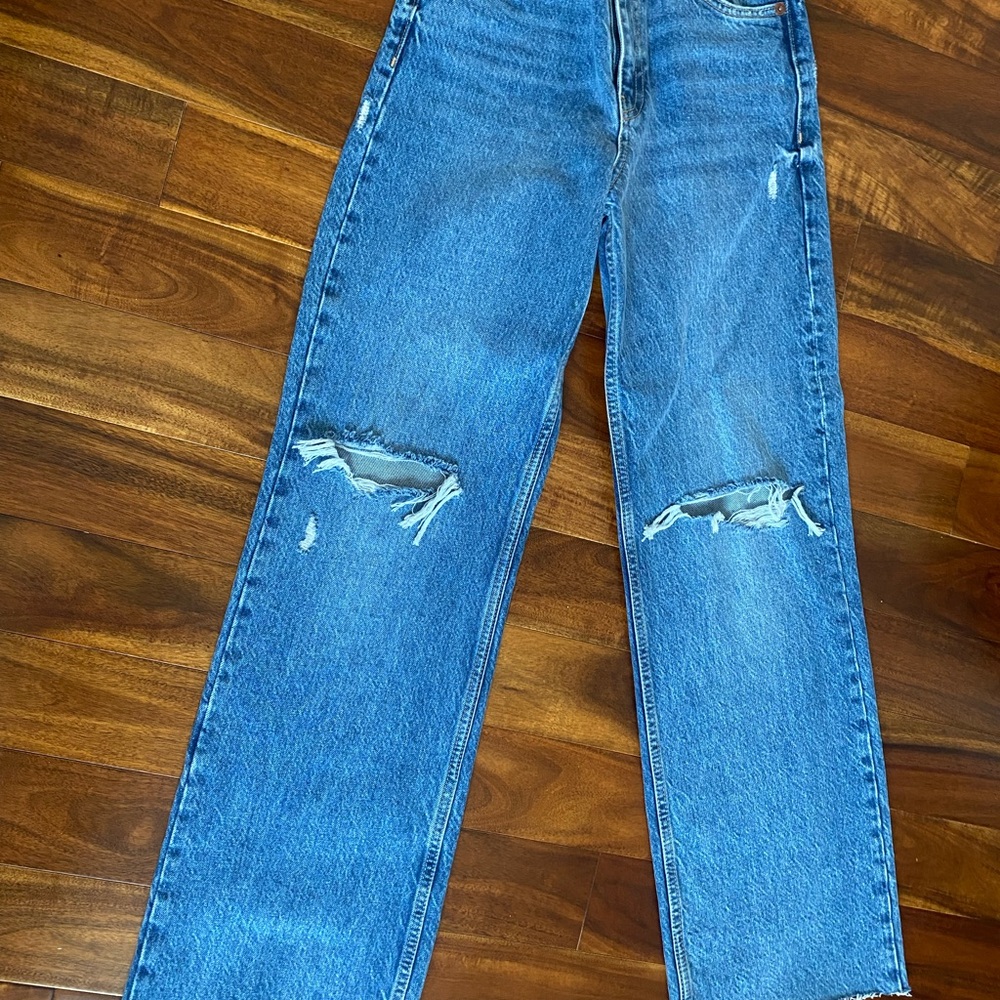 ZARA Distressed Blue Denim Jeans